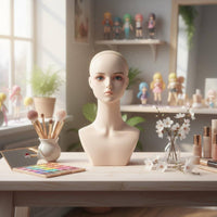 Hairpiece Display Head Molded Neckline Hairpiece Head Bust Ear Holes Synthetic Female Bust for Cosplayers