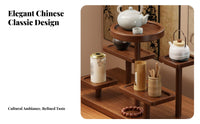 Oriental Design Solid Wood Bracelet Holder Stable Base Wooden Multi-Tier Display Stand Artisanal Look for Collectors, Study