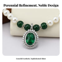 Pearl and Green Stone Necklace Mother's Day Gift Mineral Pearl Necklace