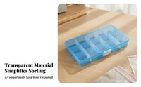 Transparent Body 15 Compartment Plastic Organizer Multi-Purpose 15 Grid Plastic Organizer Portable for DIY Enthusiasts, Home, Workshop, Desk