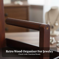 Multi-Functional Wooden Bracelet Holder with Tray Space-Saving Crossbar Jewelry Stand Easy Assembly for Dressing Table, Craft Exhibition