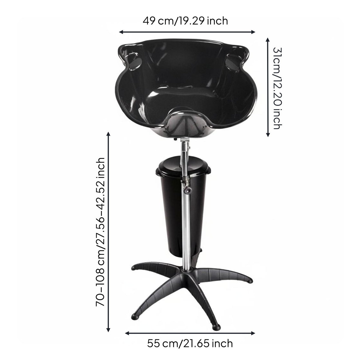 Adjustable Shampoo Bowl Professional Look Salon Hair Washing Station Lightweight Portable Hair Wash Sink for Barbers