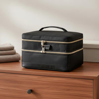 Double-Layer Storage Bag's Top Handle Lockable Storage Bag Portable First Supply Organizer