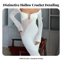Crochet Handmade Dress, Hollow Knit, Backless, Slit, Home