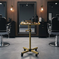 Mobile Tool Stand Stable Base Hair Stylist Tray Stand Adjustable Rolling Salon Tray for Barbers