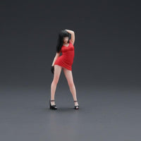 1/64 Scale Female Figure Collectible Red Dress Woman Figurine Hand Painted