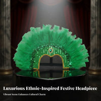 Feather Headdress Feathered Design Feather Headpiece Carnival Headpiece Paillette Ed and Gem Ed Performance Girl Headdress