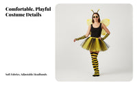 Glitter Wings Bee Costume Set Lightweight Bee Appendage and Headband Set Adjustable for Women, Children, Halloween, Birthday Party