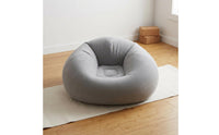Long-Fleece Flocked Inflatable Sofa White Lounging Inflatable Sofa Padded Air Couch PVC Base