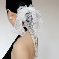 French Design Hair Barrette Elegant Design Long Tail Lace Bow Statement Piece