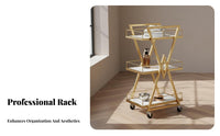 Salon Assistance Trolley Easy Assemble Multi-Tier Rolling Cart 3-Tier Rolling Cart Light Luxury Design Mobile Storage Trolley