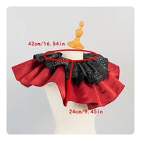 Black and Red Ruffle Collar Stage Wear Shiny Material Costume Collar Photo