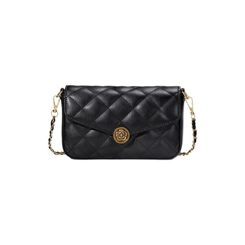Quilted Chain Crossbody Bag, Geometric Handbag, Multi-Pocket