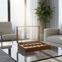 Wooden Watch Display Case Vintage Wood Grain Watch and Jewelry Organizer Soft Luxe Textile Lining Perfect Gift for Closet