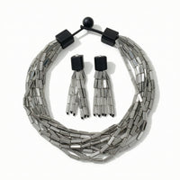 Bib Necklace with Drop Earrings Layered Necklace and Earrings Set Statement Costume Jewelry for Women, Parties