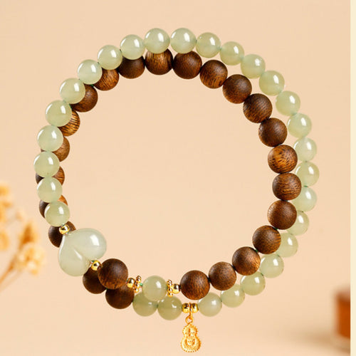 Agarwood Bracelet Stacked Wear Jade Bead Bracelet Stackable for Girlfriend