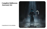 8 Pieces Grim Reaper Robe Set Hooded Design Grim Reaper Costume Set for Adults