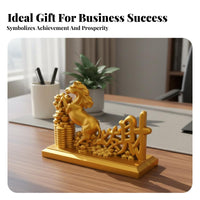 Business Opening Gift Feng Shui Horse Ornament Traditional Design Horse with Wealth Statue Cultural Artistry for Office, Living Room, Shop