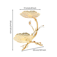 Gold Lotus Frond Serving Stand Light Luxury Design Multi-Tier Dessert Display