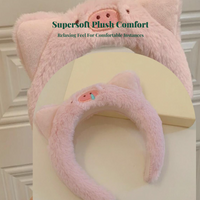 Plush Headbands, coral, For Girls, Non-Slip, Makeup Rawayines
