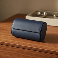 Leather Watch Storage Box Soft Velvet Lining 2-Slot Watch Box Compact for Couples