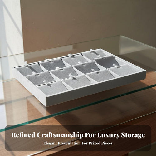 Elegant Gray Velvet Jewelry Display Tray Space Saving Compartment Jewelry Tray Multi-Functional for Vanity Top, Closet
