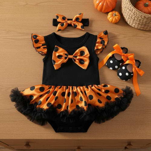 3 Pieces Flutter Sleeve Tutu Romper Skin-Friendly Material for Photoshoot