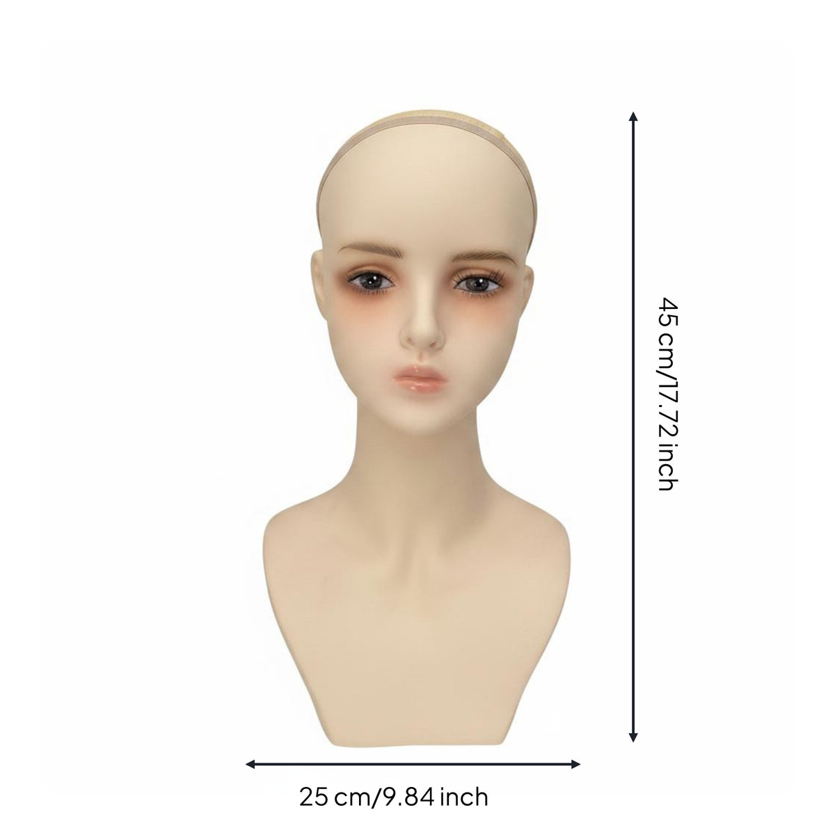 Hairpiece Display Head Makeup Practice Realistic Female Head Model Sturdy Base for Shop