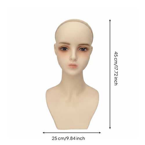 Hairpiece Display Head Makeup Practice Realistic Female Head Model Sturdy Base for Shop