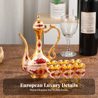 8 Pieces Vintage Metal Drinks Set Luxury Design European Design Vintage Drink Set Home Decoration for Wedding, Hotel