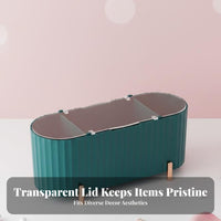 Dustproof Lidded Cosmetic Organizer Transparent Design Makeup Sponge and Swab Container Multi-Compartment for Women, Dressing Table, Dresser