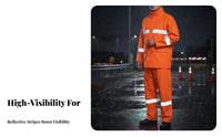 Long-Lasting Reflective Rain Suit Heavy Duty High Visibility Work Suit Adjustable Hood for Road Workers, Women, Rainy Days, Farming
