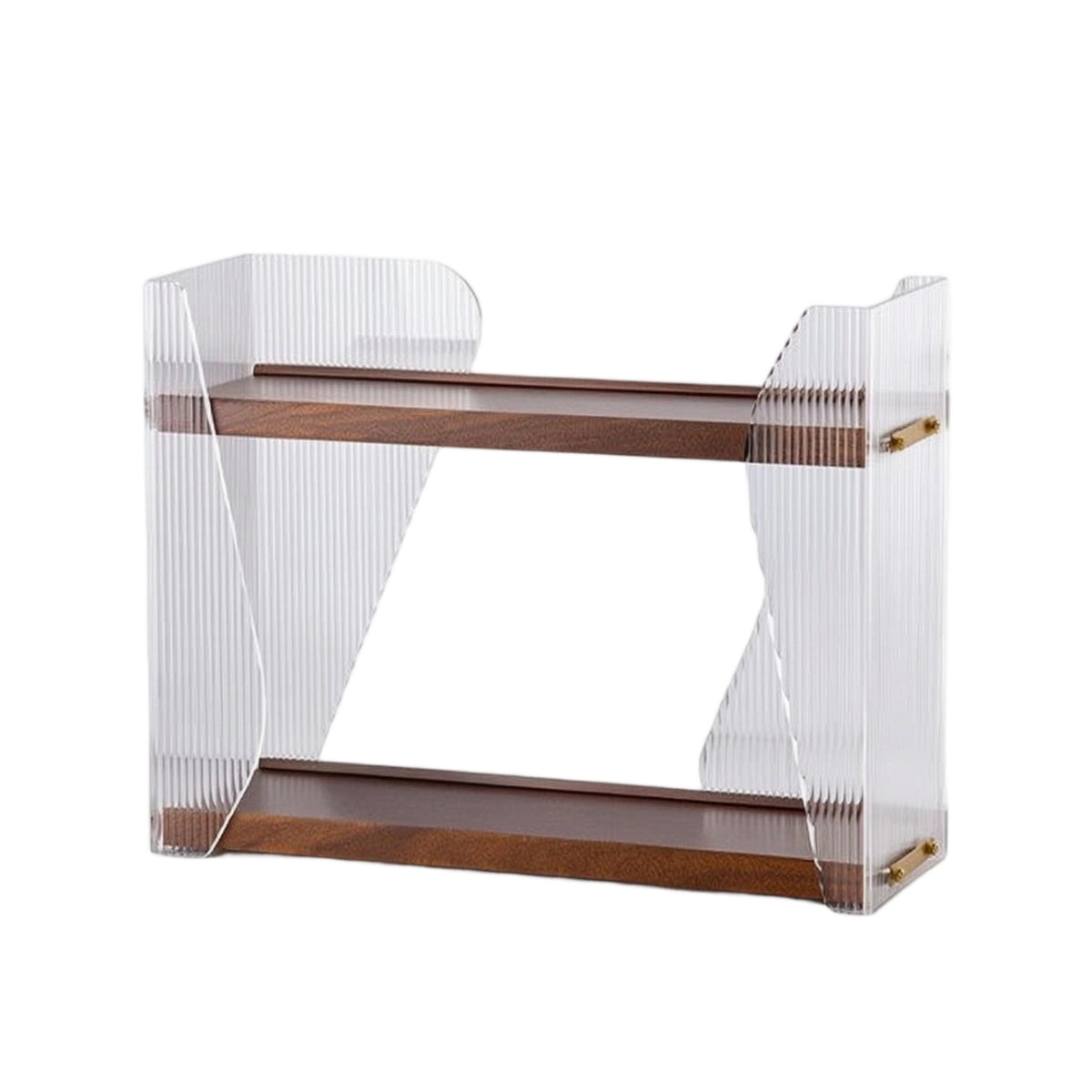 Desktop Storage Rack with Wood Shelves Compact Countertop Display Shelf Modern
