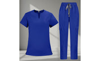 Quick-Dry V-Neck Scrub Top and Pants Thin Material Doctor Attire Set Stackable Layer Wear V Neck Scrub Top Plus Size for Nurses, Doctors, Hospital, Medical Facility