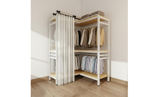 Accessible Corner Wardrobe Space-Saving Corner Garment Rack Accessible Clothes Rack Easy to Reach Metal Wardrobe Cabinet Large