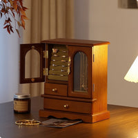 Glass Door Jewelry Cabinet Raised Base Home Organizer Large Capacity