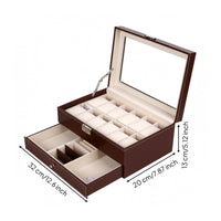 Watch Jewelry Box Mirror Lid 2-Layer Watch Organizer Easy to Clean