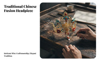 Traditional Chinese Hair Crown Gilded Finish Traditional Chinese Hair Accessory Ancient Chinese Headdress Intricate Design