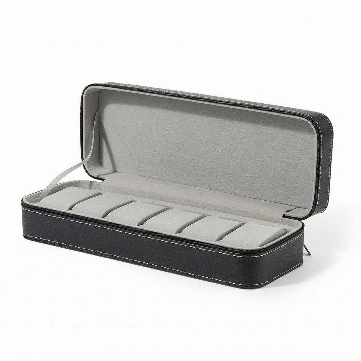 Watch Case with 6 Slots Padded Zippered Watch Organizer Compact for Journeyers, Business Trips