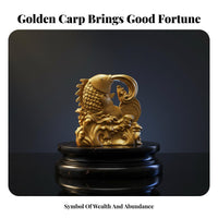 Brings Fortune and Success Golden Koi Aquatic Creature Statue Creative Gift Fortunate Koi Aquatic Creature Figurine Exquisite Workmanship