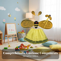 Adorable Design Costume Set Shiny Details Bee Costume Set Striped Pattern for Girls, Adults, Themed Parties, Carnival, Cosplay Events