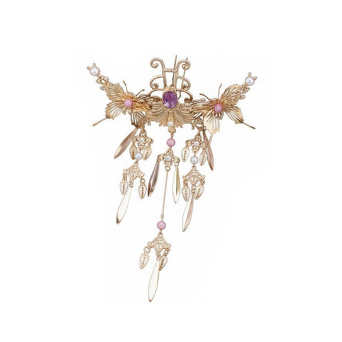 Traditional Chinese Attire Regal Avian Hair Crown Elegant Workmanship Regal Avian Hair Crown Chinese Design Tassel Hairpin Fairy