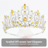 Crystal Pageant Crown Encrusted with Crystals Crystal Queen Crown Bridal Crystal Tiara Adjustable Band for Weddings, Proms