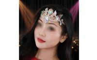 Belly Dance Headpiece Iridescent Rhinestones Belly Dance Head Chain Headdress Glittering Costume Jewelry Elastic Band