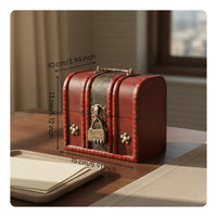 Red Wooden Storage Box with Lock Lockable Treasure Box Ideal Gift Vintage Wooden Treasure Chest for Desktop