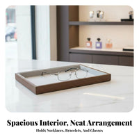 Multi-Functional Jewelry Display Tray Scratch Protection Walnut Wood Grain Accessory Tray Stackable Design for Vendors, Trade Exhibit