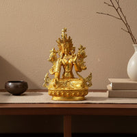 Alloy Buddha Statue Collectible Small Tibetan Buddha Statue Gilt Lotus-Born Figurine Intricate Designs for Buddhists, Home Altar