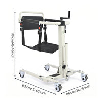 Manual Patient Transfer Lift Reinforced Patient Lift with Hammock-Style Seat High-Strength Manual Transfer Chair for Patients, Toileting