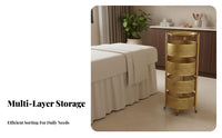 3-Tier Rolling Cart Full Rotation Casters 3-Tier Rolling Trolley Round Metal Utility Trolley Large Capacity for Bathroom