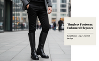 Men's Black High Top Boots, Leather, Side Fastener, Round Toe
